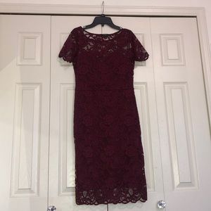 Maroon Little lace dress with lace back!